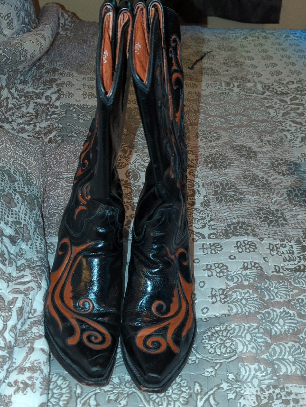 Black and Brown Western-Inspired Women's Leather Boots